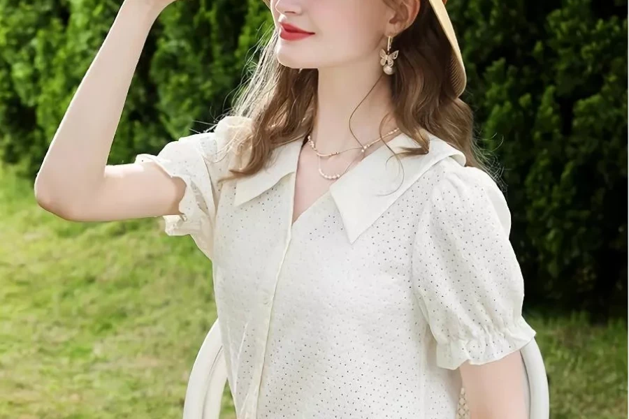Vintage-Inspired Apricot Lace Shirt